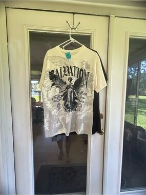 Salvation Graphic Short Sleeve Tee - Cream with Black Print